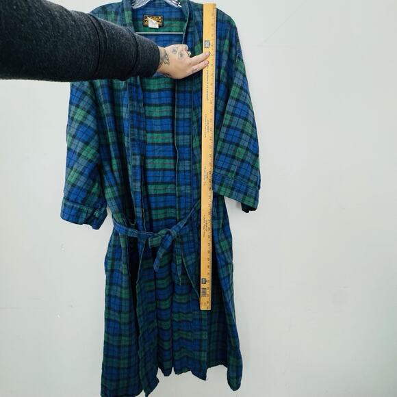 Eddie Bauer Blue And Green Long Robe Mens Size S/M - Picture 4 of 6